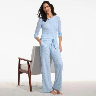 Gemustertes Pyjama-Set für Damen in Petite-Größe, Damen, size: petite, Blau, by Lands' End