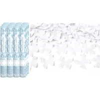 partydeco Streudeko, Konfettikanone mit Schmetterlingen 40cm Weiß 12er Set