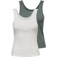 ONLY Ripptanktop ONLSIMPLE LIFE S/L BUTTON TOP JRS CS 2PK (Packung, 2-tlg)