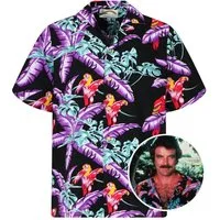 Paradise Found Hawaiihemd Tom Selleck "Jungle Bird" Original Hawaii-Hemd Kurzarm Front-Tasche
