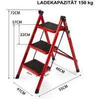 FOXSPORT Stehleiter ARK03, Trittleiter, Haushaltsleiter 3-5 Stufen, Klappleiter, Multifunktionsleiter, Arbeitsleiter klappbar, bis 150 kg, stabil
