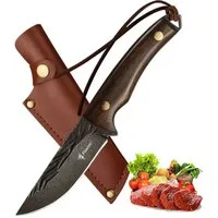 Foxter Universalmesser Jagdmesser 20 cm Edelstahl Outdoor Messer mit Griff und Scheide, (2-teiliges Messerset: Messer & Scheide, Jagd- und Outdoormesser mit passender Messerscheide), Robustes Jagdmesser mit Edelstahlklinge & Gürtelköcher