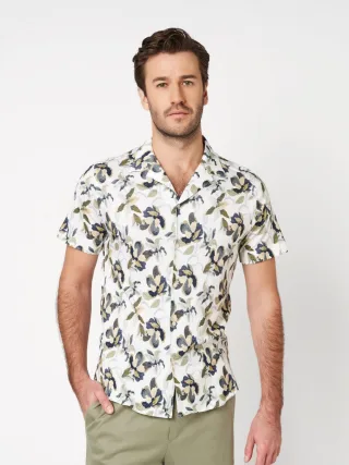 DESOTO - Casual Lido 1/2 green and blue flowers - Gr. - XL