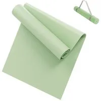 LILENO SPORTS Yogamatte Gymnastikmatte 180x60 cm inkl. Tragegurt, rutschfeste Fitnessmatte (1er Set mit Tragegurt, Einzelprodukt), Sport und Yogamatte pastellgrün für indoor und outdoor, 4 mm Dicke