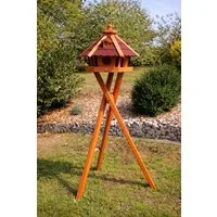 Holzdekoladen Vogelhaus Vogelhaus Holz wetterfest mit Futterautomat – mit/ohne Ständer/Solar
