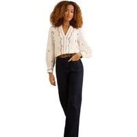 Love & Roses Langarmbluse Love & Roses Bluse mit Kerbausschnitt, Regular (1-tlg)