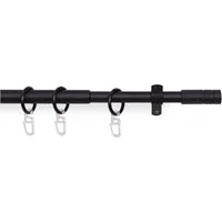 Bestlivings Gardinenstange mit dekorativen Endstücken 120-220 cm, Ø 16 mm, 1-läufig, ausziehbar, Wandträger, verschraubt, Metall, inkl. Ringe mit Faltlegehaken und Befestigungsmaterial