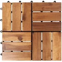 HAC24 Klickfliesen Holzfliesen Akazien Holz Terrassenfliesen Balkonfliesen Steckfliesen, 88 Stück 30x30 cm Akazienfliesen = 8 m²