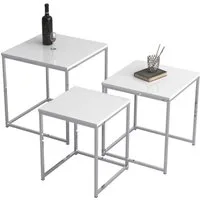 VCM Couchtisch Beistelltisch Wohnzimmer Glisal H. 40 x B. 40 x T., 3-tlg. Set Beistelltisch