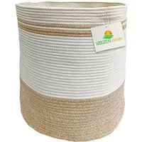 WIESEN.design Wäschekorb Ben Ø41xH46 cm 61L, 100% Baumwolle, Aufbewahrungskorb geflochten, inkl. großem Waschsack und schwerem Wäschesack, gratis Versand