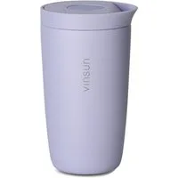 Vinsun Thermobecher Edelstahl Isolierbecher 350ml - Kaffeebecher to Go auslaufsicher, 2-tlg., Edelstahl, Doppelwandig, BPA frei, bruchfest, Einhandbedienung per Knopfdruck