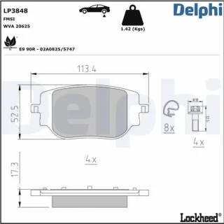 Delphi Bremsbel?ge hinten Citroen Fiat Opel Peugeot Toyota LP3848