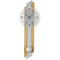 AMS Pendelwanduhr W7207/18 (Quarzuhr, Holzgehäuse, Buche,Esszimmer,Wohnzimmer,Made in Germany)