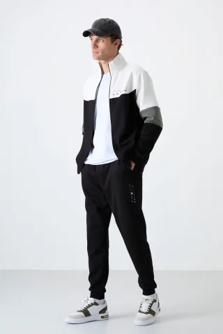 Herren Farbblockiertes Zip-Sweatshirt und Hose Set