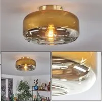 hofstein Deckenleuchte Deckenlampe aus Metall/Glas in Messingfarben/Goldfarben/Klar, ohne Leuchtmittel, mit Schirm aus Glas (28 cm), 1 x E27, ohne Leuchtmittel