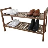 relaxdays Schuhregal aus Akazie mit 2 Ebenen