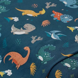 Baumwoll-Jersey-Digitaldruck "Dinos" mit Elasthan, blau-color