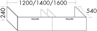 Burgbad Waschtischunterschrank Sys30 PG2 Echo 240x1400x540 Eiche Dekor Rost, WWBZ140F3810 WWBZ140F3810