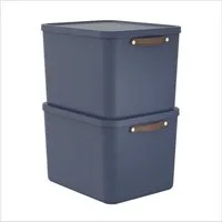 ROTHO Aufbewahrungsbox (Ordnungsboxen im Set, 2er-Set), große Lagerbox ideal für Kleidung, Decken und Haushaltsartikel