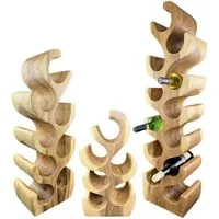 FaHome Weinregal Massiv Holz: Handgefertigter, Edler & Hochwertiger Weinhalter, (50/70/100x27x18) Natur