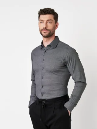 DESOTO - Casual Kent 1/1 black dobby - Gr. - XL