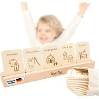 Astrein Lernspielzeug Montessori Tagesplaner, Routinekarten aus Holz, Montessori Spielzeug (16-St)