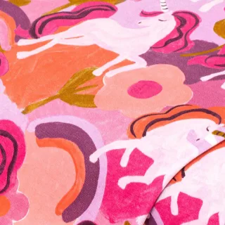 Baumwoll-Jersey-Digitaldruck "Einhorn" mit Elasthan, rosa-color