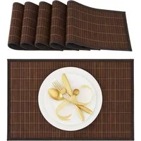 relaxdays Platzset Tischset 6er Set Bambus, (6er Set), braun
