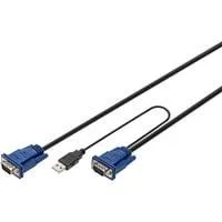 KVM-Kabelsatz USB DS-19231, für KVM-Konsolen, Y-Kabel schwarz, 1,8 Meter