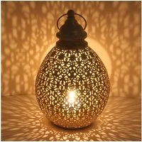 Casa Moro Kerzenlaterne Orientalische Laterne Omnia M in Shabby Chic Weiß Gold IRL2010 (Geschenk Dekoration Idee), Muttertag Ostern Deko, Marokkanisches Windlicht aus 1001 Nacht