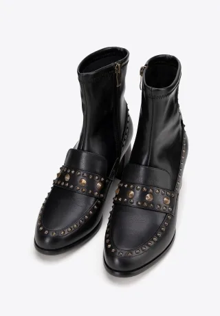 Wittchen Damen-Ankle-Boots mit Ziernieten, schwarz, Naturleder