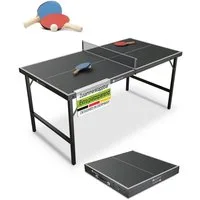 Juskys Spieltisch Flexi, Mini-Tischtennisplatte, Tisch klappbar, Set inklusive Zubehör