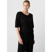 comma Kurzarmshirt T-Shirt Lockeres T-Shirt aus Leinen