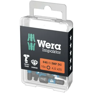 Wera 840/1 IMP DC Hex-Plus DIY Impaktor Bits, 4 x 25 mm, 10-teilig - 05057604001