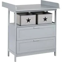 roba® Wickelkommode Hamburg, mit Ansatz, 2 Schubladen & Boxen, Wandbefestigung, Wickelhöhe 92 cm