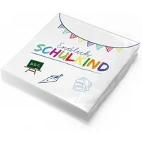 itenga Papierserviette itenga 20x Serviette Schulanfang Endlich Schulkind weiß / farbig