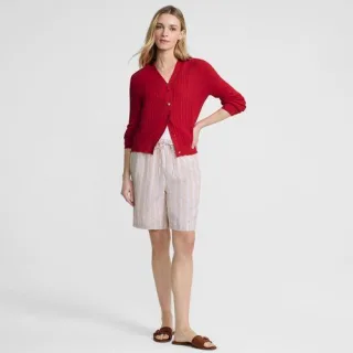 Rippstrick-Cardigan mit Seide, Damen, size: regular, Rot, Baumwolle/Seide/Nylon, by Lands' End
