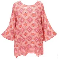 Guru-Shop Longbluse Tunika mit Trompetenärmeln für starke Frauen,.. Festival, Ethno Style, Hippie, alternative Bekleidung