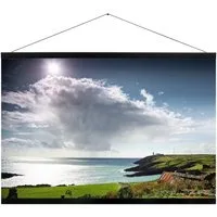 Panorahma Bilderrahmen Posterleiste aus Eichenholz, Klemmschiene, 3 Farben Natur Schwarz Weiß, für 1 Bilder, magnetische Posterleiste