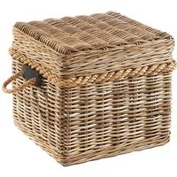 Kobolo Truhe Sitztruhe aus geflochtenem Rattan in kubu grey 50x50x45 cm