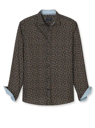 OLYMP - Gemustertes Langarmhemd schwarz - Gr. - 3XL