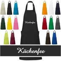 Schnoschi Kochschürze Hochwertige Küchenschürze mit Küchenfee bestickt, Stickerei mit Küchenfee
