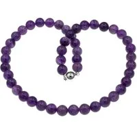 Bella Carina Perlenkette Kette mit hochwertigen Amethyst Perlen 10 mm, Magnetverschluss