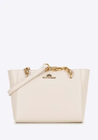 Wittchen Damen-Schultertasche aus cremefarbenem Leder, cremefarbenes Naturleder