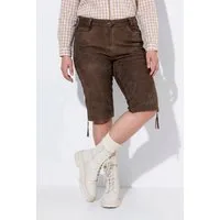 Ulla Popken Stretch-Hose Trachten-Lederhose Veloursleder Stickerei