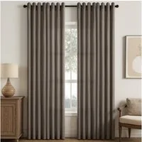 Topfinel Gardine Leinenoptik Gardinen mit Ösen Vorhänge für Wohnzimmer (2 St), Ösen, halbtransparent, vorhänge kinderzimmer halbtransparent Taupe 140x245 Studie Boho