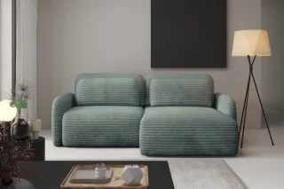 Ecksofa Schlafsofa Sofa SIMONE in Stoff Ambience Meeresgrün Ottomane Rechts
