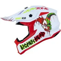 Broken Head Motocrosshelm Broken Head Crosshelm FreakZone Weiss-Rot, Auffälliges Design