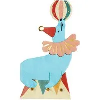 partydeco Papierserviette, Servietten Papier 21x33cm Seehund mit Ball 12 Stück Blau / Rot