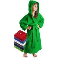 Arus Kinderbademantel für Jungen und Mädchen, mit Kapuze, in vielen Farben erhältlich, 100% Baumwolle, Kapuze, Gürtel, mit zwei Taschen, farbenfroh